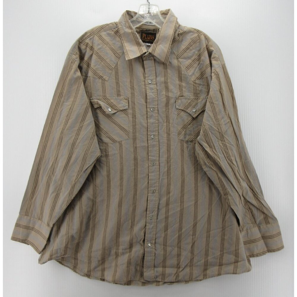 VINTAGE Ely Plains Shirt XXL Western Pearl Snap Big Man Striped Cowboy